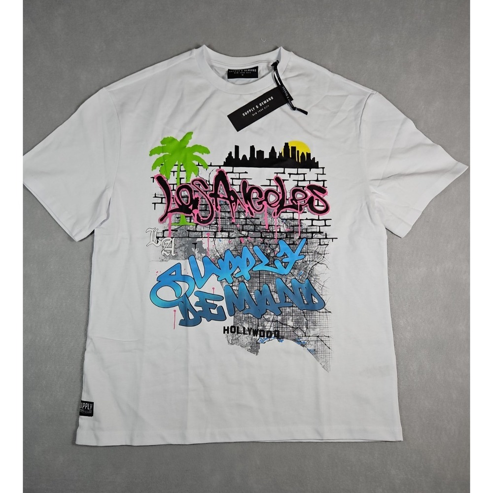 Supply & Demand Mens White Los Angeles Graphic T Shirt Size Medium NWT